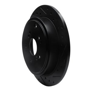 Acura MDX Brake Rotor (1) - Rear Right - R1 Concepts - Drilled & Slotted - Black - `01-`08